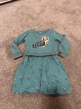 Mini Boden John Lewis Sequin Bird Sweatshirt Dress Sz 6